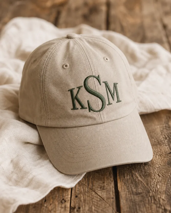Generated concept image of a monogrammed cap